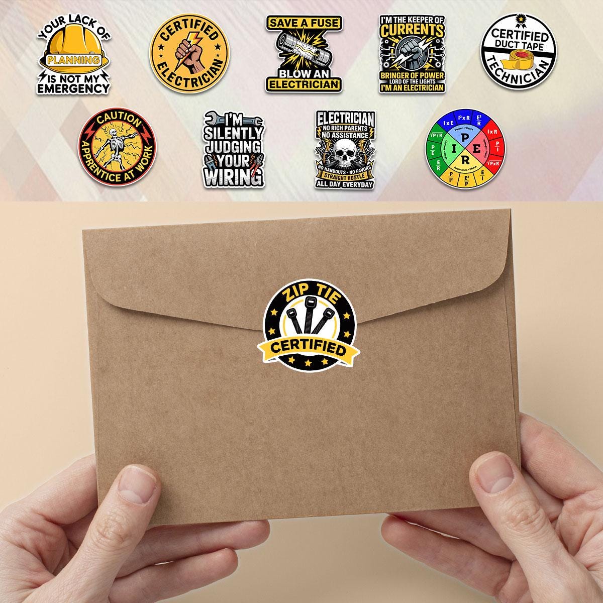 10 Pcs Electrician Stickers Pack | Funny Electrical Vinyl Decals | Certified Apprentice Gift for Lineman & Technicians
