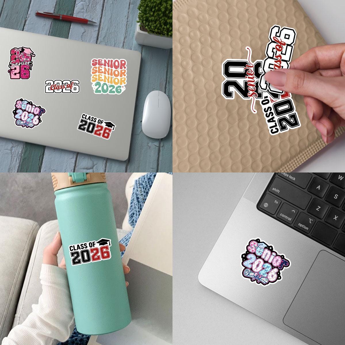 10 Pcs Class of 2026 Senior Stickers Pack | Colorful Graduation Vinyl Decals | Gift for Grads, Scrapbooks, Water Bottles