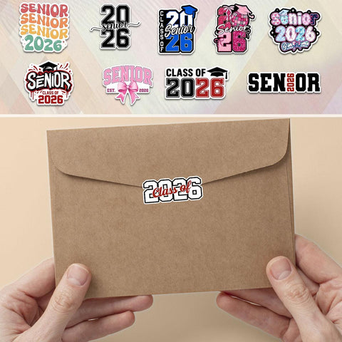 10 Pcs Class of 2026 Senior Stickers Pack | Colorful Graduation Vinyl Decals | Gift for Grads, Scrapbooks, Water Bottles