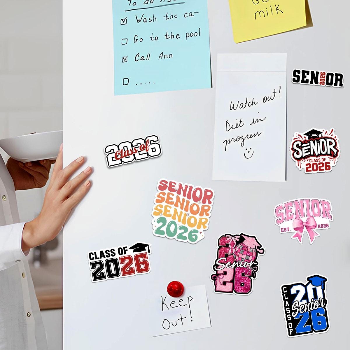 10 Pcs Class of 2026 Senior Stickers Pack | Colorful Graduation Vinyl Decals | Gift for Grads, Scrapbooks, Water Bottles