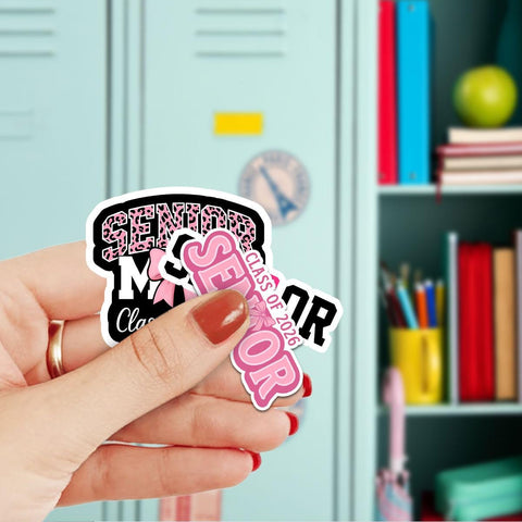 10 Pcs Class of 2026 Senior Stickers | Pink Graduation Vinyl Decals | Fun & Cute Gift for Grads, Water Bottles, Scrapbooks