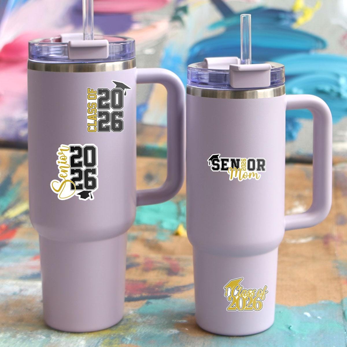 10 Pcs Class of 2026 Senior Stickers | Gold & Black Graduation Vinyl Decals | Gift for Grads, Senior Moms or Scrapbooks