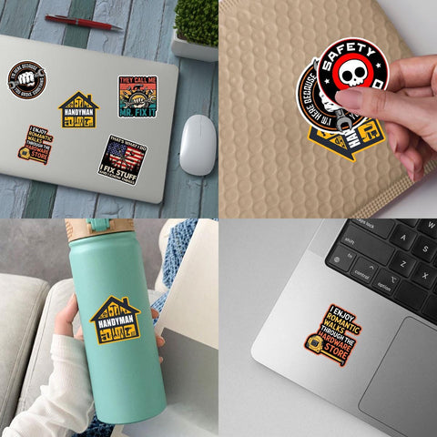 10 Pcs Handyman & Blue Collar Stickers Pack | Funny Technician Vinyl Decals | Gift for Mr. Fix It, Plumbers and DIYers
