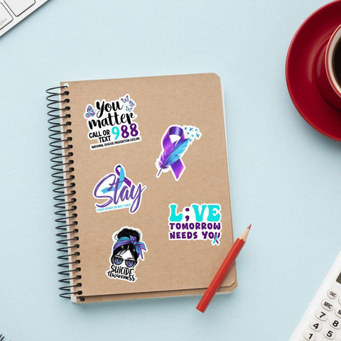 10 Pcs Suicide Awareness Stickers Pack | Mental Health & Prevention Vinyl Decals | Inspirational and Supportive Stickers