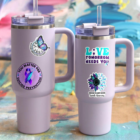 10 Pcs Suicide Awareness Stickers Pack | Mental Health & Prevention Vinyl Decals | Inspirational and Supportive Stickers