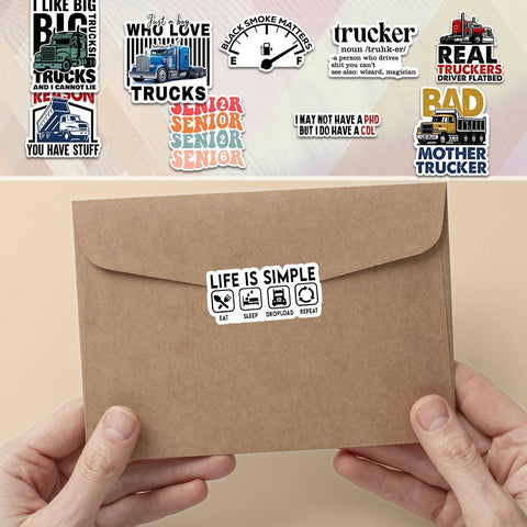 10 Pcs Trucker Humor Stickers Pack | Funny Truck Driver Vinyl Decals | CDL, Big Trucks, Flatbed & Trucking Gifts