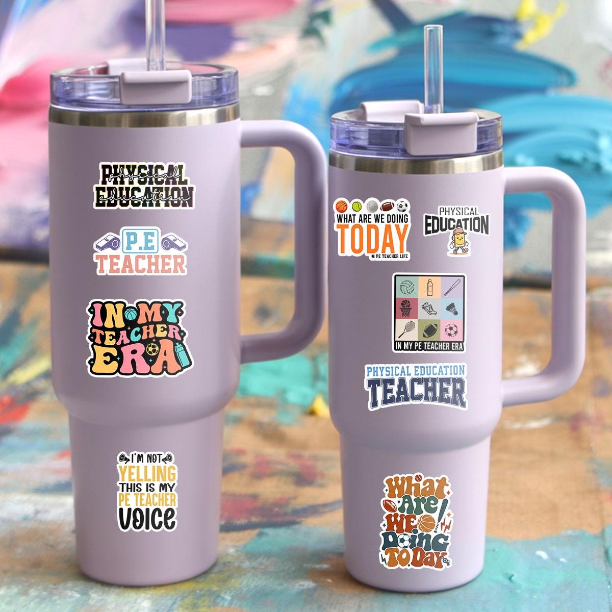 10 Pcs PE Teacher Stickers Pack | Fun & Colorful Physical Education Vinyl Decals | Gift for Teachers, Coaches and PE Lovers