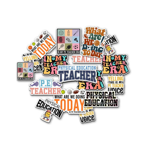 10 Pcs PE Teacher Stickers Pack | Fun & Colorful Physical Education Vinyl Decals | Gift for Teachers, Coaches and PE Lovers