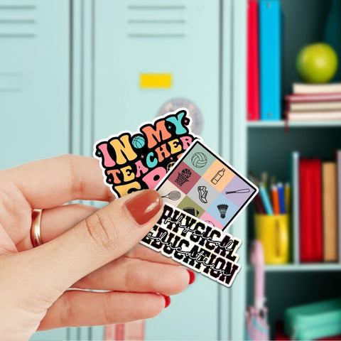 10 Pcs PE Teacher Stickers Pack | Fun & Colorful Physical Education Vinyl Decals | Gift for Teachers, Coaches and PE Lovers