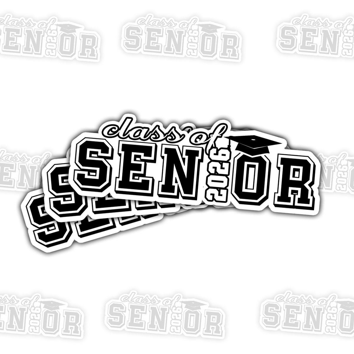 1 Pcs Class of 2026 Senior Stickers | Black & White Graduation Vinyl Decals | Gift for Grads, Scrapbooks, Laptops