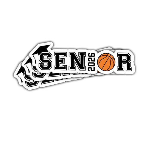 1 Pcs Class of 2026 Basketball Senior Stickers | Black & Orange Graduation Vinyl Decals | Gift for Basketball Players and Grads