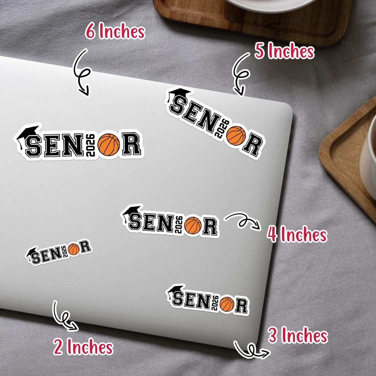 1 Pcs Class of 2026 Basketball Senior Stickers | Black & Orange Graduation Vinyl Decals | Gift for Basketball Players and Grads