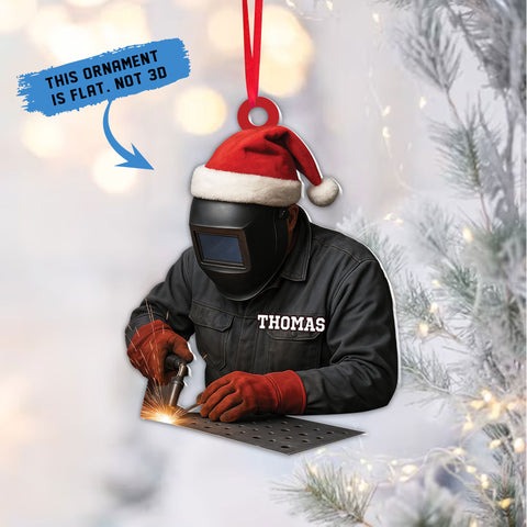 Custom Name Welder Ornament Christmas decor, Ornaments for Christmas Tree, Welding Ornaments, Welding Gifts, 2D Flat Christmas Ornaments