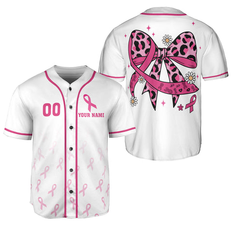 Custom Number and Name Breast Cancer Jersey, Baseball Breast Cancer Survivor Pride Jersey