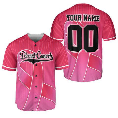 Personalized Name Breast Cancer Jersey, Breast Cancer Awareness Baseball Jersey for women men
