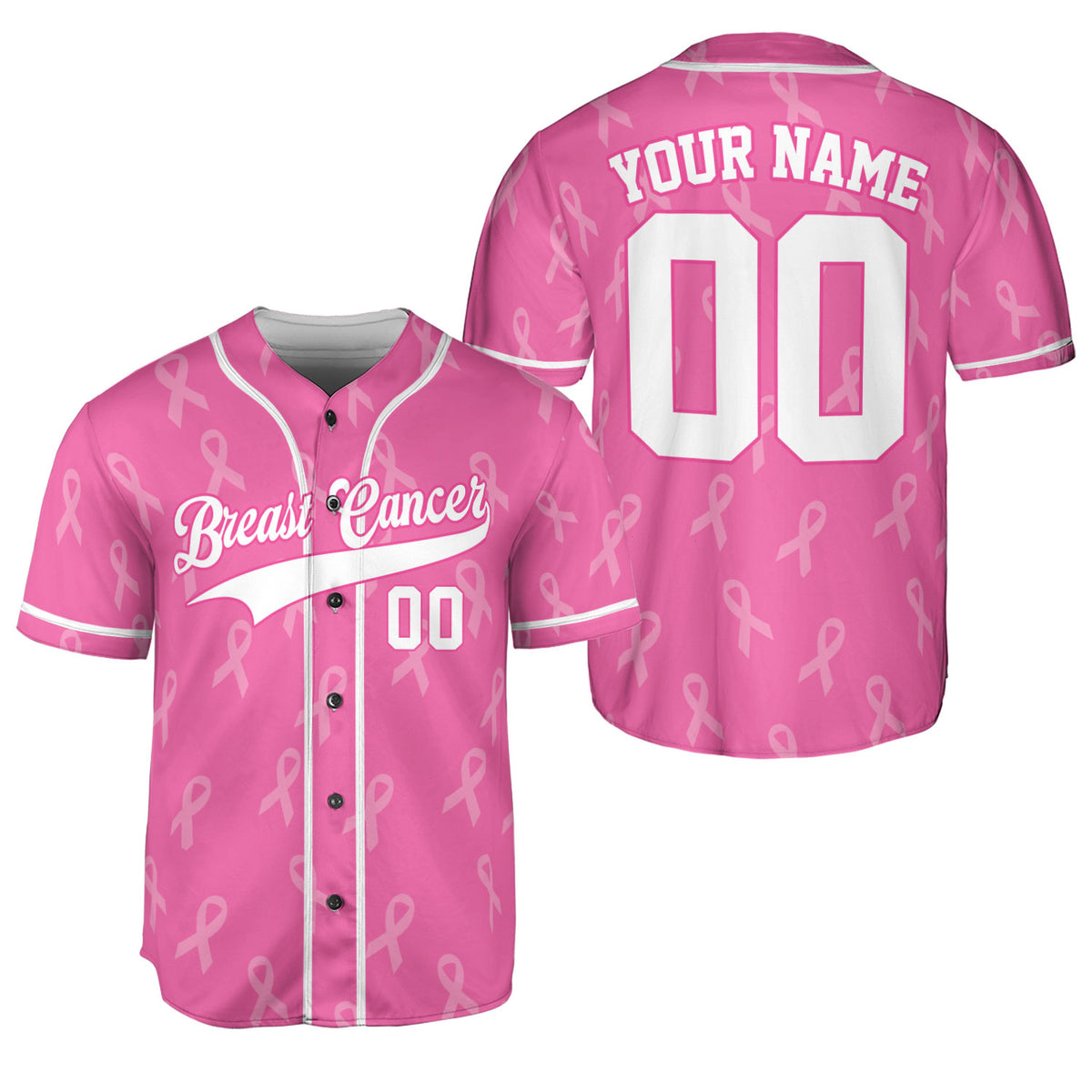 Personalized Number and Name Breast Cancer Jersey, Baseball Breast Cancer Survivor Pride Jersey
