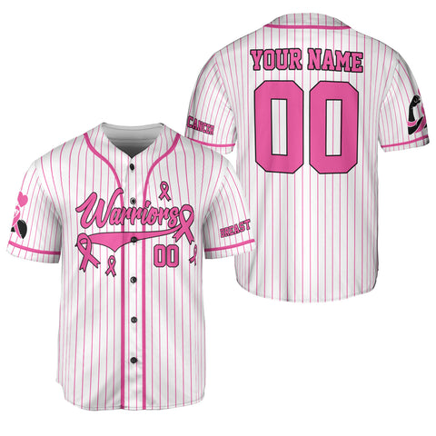Personalized Name Number Breast Cancer Jersey, Breast Cancer Awareness Warriors Baseball Jersey for women