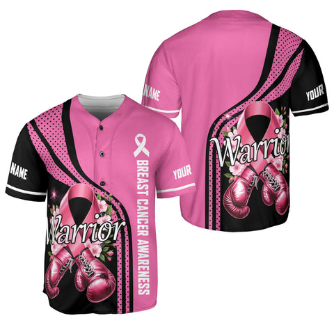 Personalized Name Breast Cancer Jersey, Breast Cancer Awareness Warior Baseball Jersey for women men