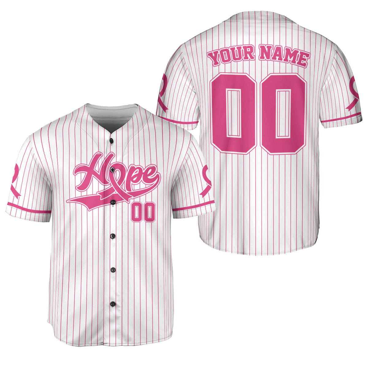 Personalized Number and Name Hope Breast Cancer Jersey, Baseball Breast Cancer Survivor Pride Jersey