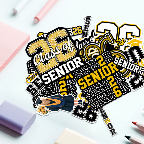 10 Pcs Senior 2026 Stickers, Cute Girly High School Sticker for Student, 2026 Senior Stickers Graduation Class of 2026 Gift College Student Decoration for Laptop Bottle Tablet Case
