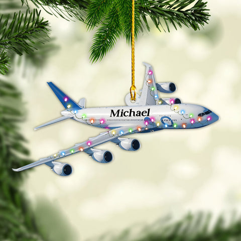 Personalized Airplane Christmas Ornaments 2024, Pilot Christmas Tree Ornament, Travel Ornaments, Airplane 2D Flat Shape Ornament, Airplane Lovers Keepsake, for Pilots