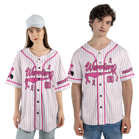 Personalized Name Number Breast Cancer Jersey, Breast Cancer Awareness Warriors Baseball Jersey for women