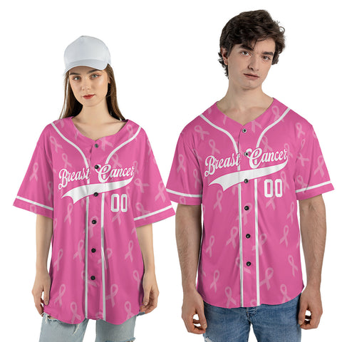 Personalized Number and Name Breast Cancer Jersey, Baseball Breast Cancer Survivor Pride Jersey