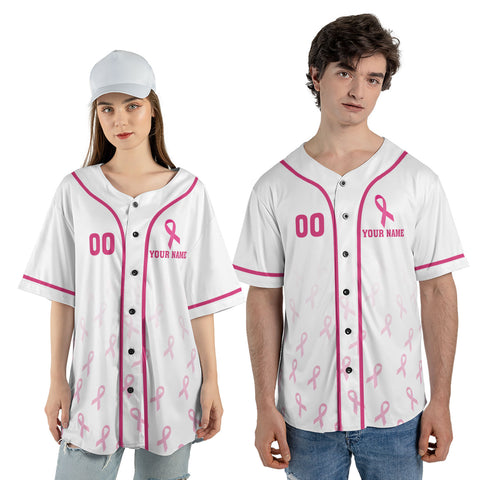 Custom Number and Name Breast Cancer Jersey, Baseball Breast Cancer Survivor Pride Jersey