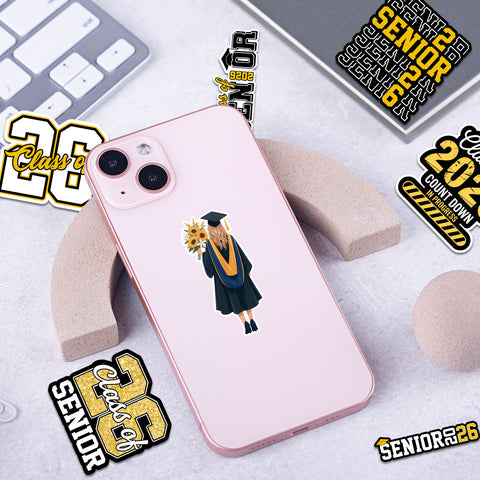 10 Pcs Senior 2026 Stickers, Cute Girly High School Sticker for Student, 2026 Senior Stickers Graduation Class of 2026 Gift College Student Decoration for Laptop Bottle Tablet Case
