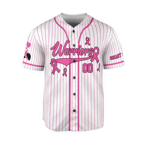 Personalized Name Number Breast Cancer Jersey, Breast Cancer Awareness Warriors Baseball Jersey for women
