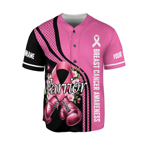 Personalized Name Breast Cancer Jersey, Breast Cancer Awareness Warior Baseball Jersey for women men