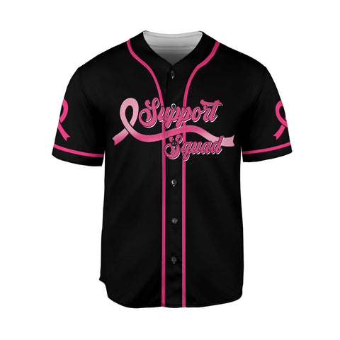 Personalized Number and Name Support Squad Breast Cancer Jersey, Baseball Breast Cancer Survivor Pride Jersey