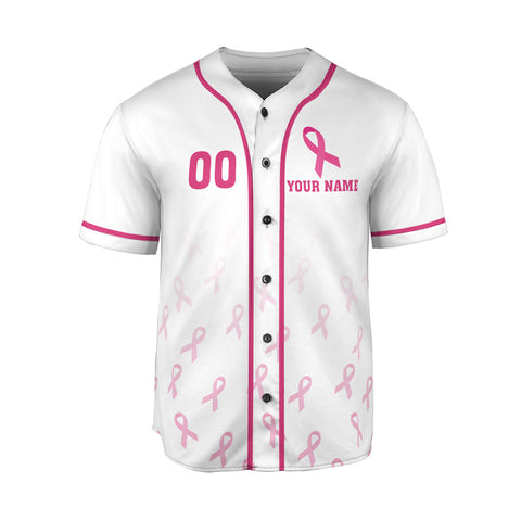 Custom Number and Name Breast Cancer Jersey, Baseball Breast Cancer Survivor Pride Jersey