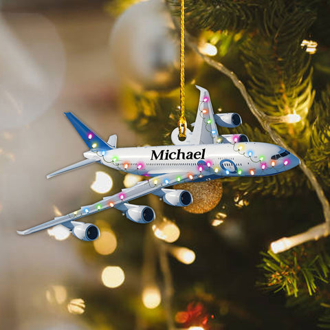 Personalized Airplane Christmas Ornaments 2024, Pilot Christmas Tree Ornament, Travel Ornaments, Airplane 2D Flat Shape Ornament, Airplane Lovers Keepsake, for Pilots