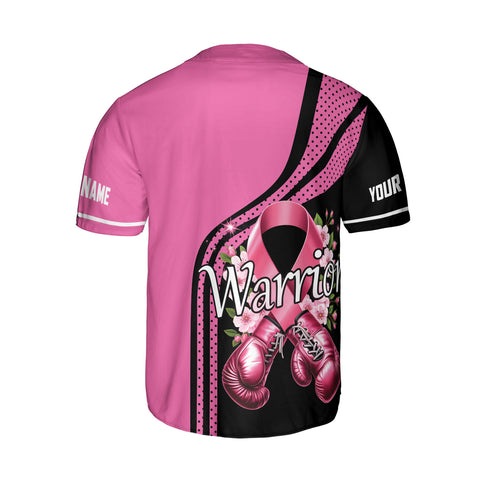 Personalized Name Breast Cancer Jersey, Breast Cancer Awareness Warior Baseball Jersey for women men