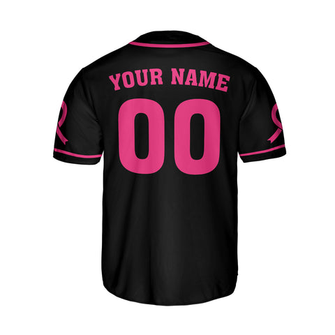 Personalized Number and Name Support Squad Breast Cancer Jersey, Baseball Breast Cancer Survivor Pride Jersey