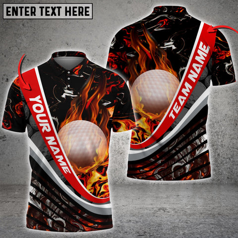 Mostprints Golf Flaming Magma Multicolor Option Customized Name 3D Shirt ( 4 Colors )