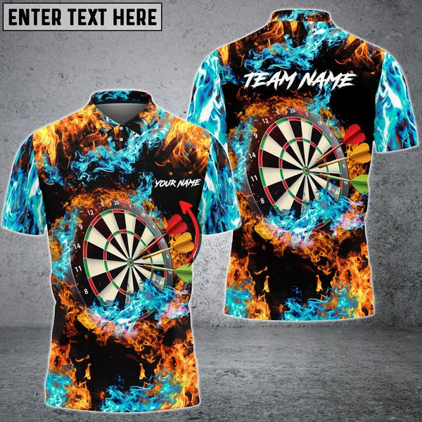 Mostprints Blue And Red Flame Darts Personalized Name 3D Shirt