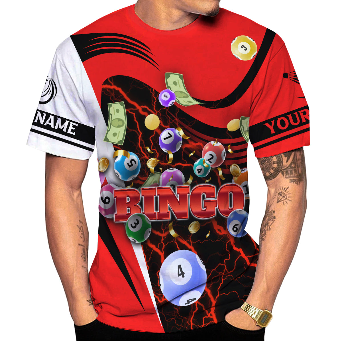 Personalized Name Team Name 3D BINGO Shirt, Custom Bingo game Shirts for Team, Men Women unisex 3D shirt