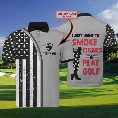 Mostprints Golf Smoke Cigars Customized Name 3D Shirt