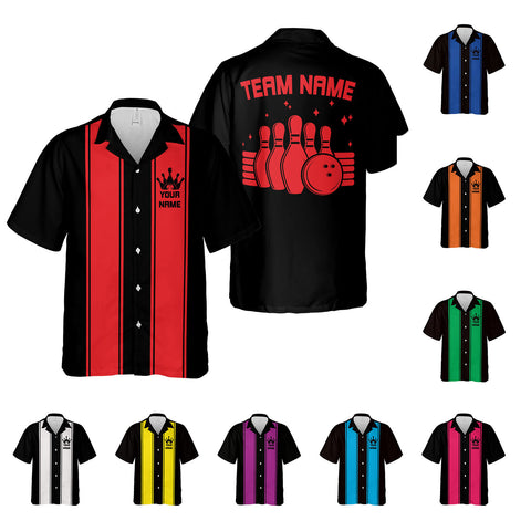 Custom Name Team Name Bowling Hawaiian Shirts for Men and Women, Bowling Hawaii Shirts for Team Bowling, Bowling fan Gift