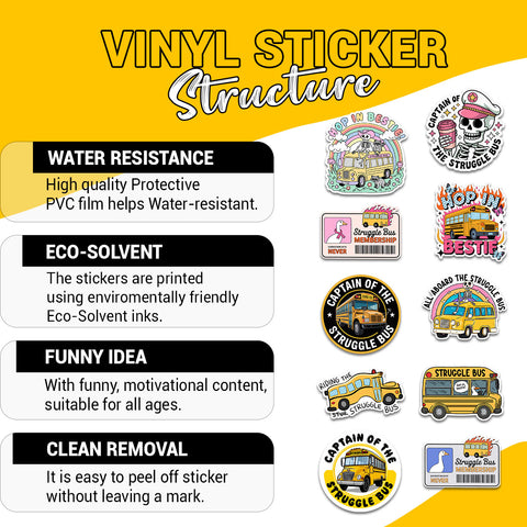 10 pcs  Waterproof Vinyl School Bus Sticker, Items for Buses Drivers Gifts, Stickers Transportation Themed, Graphics Accessories Decals, Scrapbooking