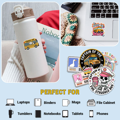 10 pcs  Waterproof Vinyl School Bus Sticker, Items for Buses Drivers Gifts, Stickers Transportation Themed, Graphics Accessories Decals, Scrapbooking