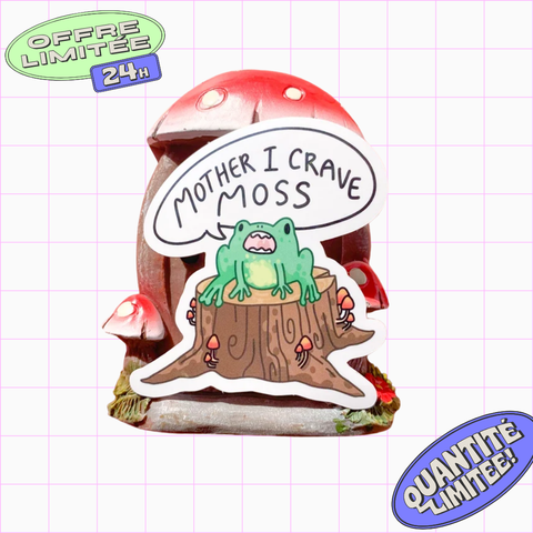 Moss Frog Meme Sticker Matte Vinyl Design Waterproof Sticker for Laptops, Water Bottles