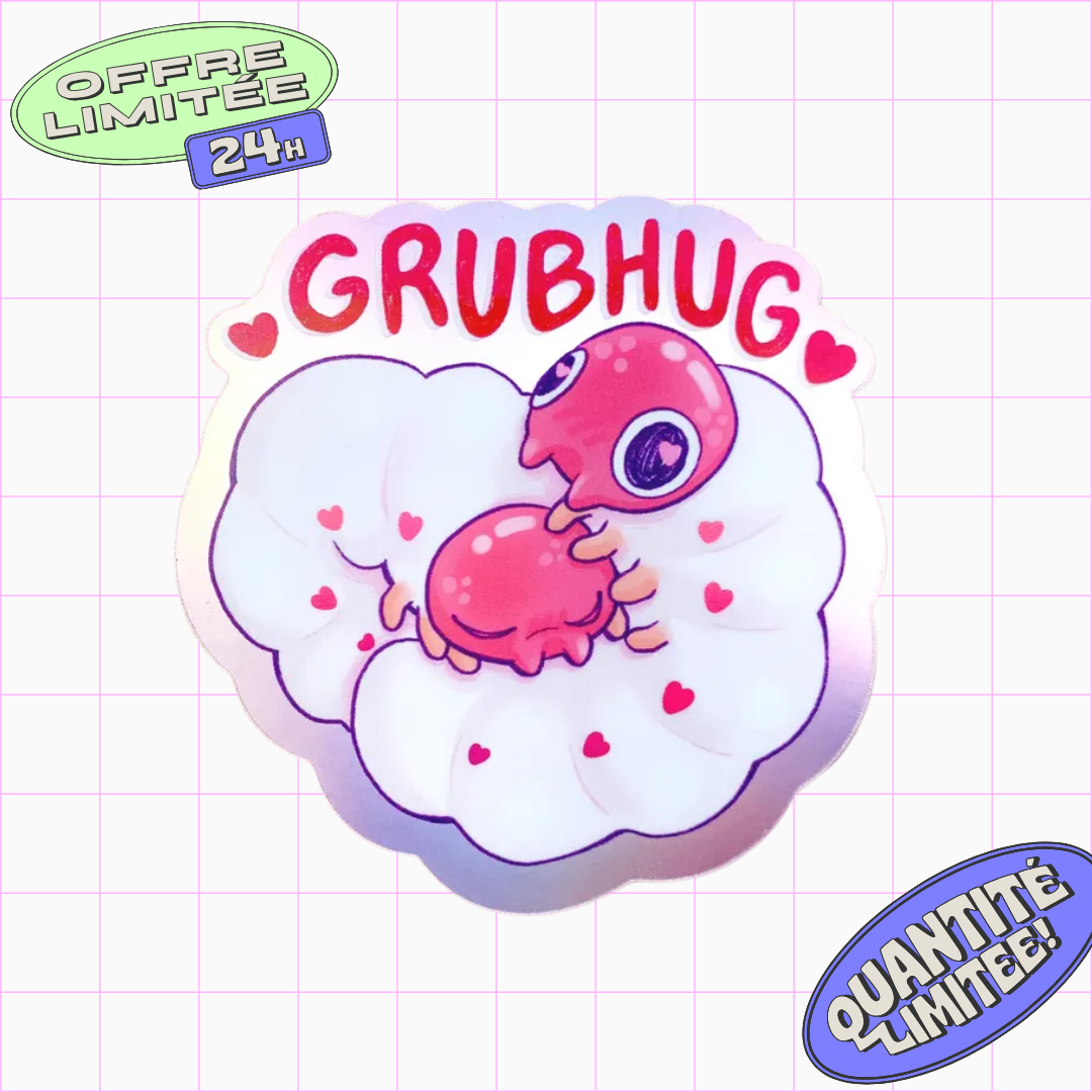 Grub Hug Sticker Cute Beetle Worm Design Valentines Gift for Couples, Insect Sticker for Laptop, Water Bottle