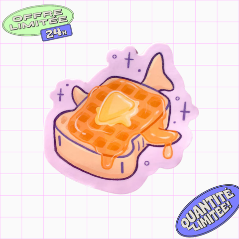 Waffle Shark Sticker Cute Marine Life Ocean Animal Design Sticker for Laptop, Water Bottle, Breakfast Lovers