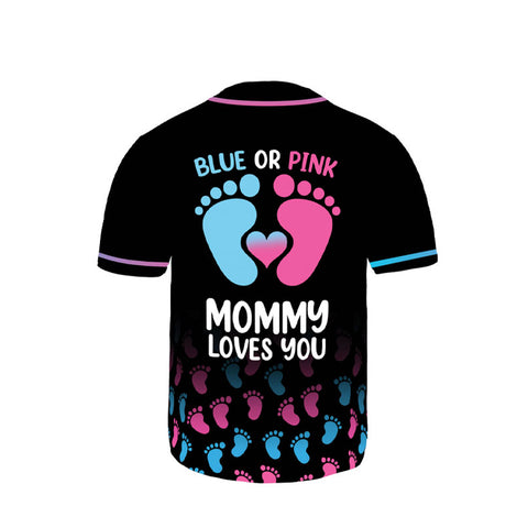 Gender Reveal party Blue or Pink Baseball Jerseys, 3D Shirts for Women Men, Gifts shirt for new mom new dad