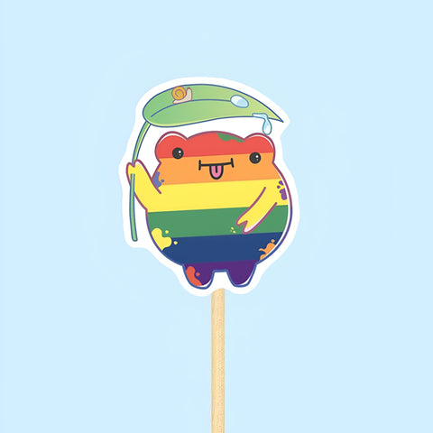 LGBTQ Pride Rainbow frog Sticker, Waterproof Vinyl Sticker for Book Laptop Water Bottle Phone Case
