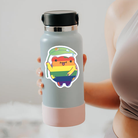 LGBTQ Pride Rainbow frog Sticker, Waterproof Vinyl Sticker for Book Laptop Water Bottle Phone Case