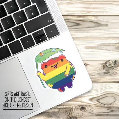 LGBTQ Pride Rainbow frog Sticker, Waterproof Vinyl Sticker for Book Laptop Water Bottle Phone Case